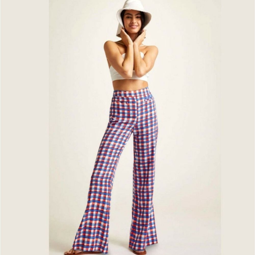 Anthropologie Maeve Escape Checkered Printed High Waist Pants